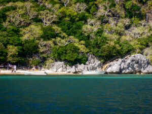 Small staircase cut into the side of rocks on an island