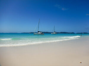 Catamarans anchored at Whitehaven Beach