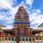 Exterior view of a colourful Hindu temple