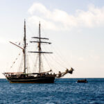 Double-masted old ship