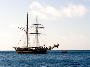 Double-masted old ship