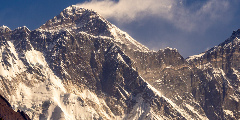 Close up of the peak of Mount Everest