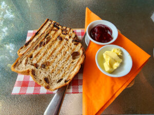 Toast with jam and butter