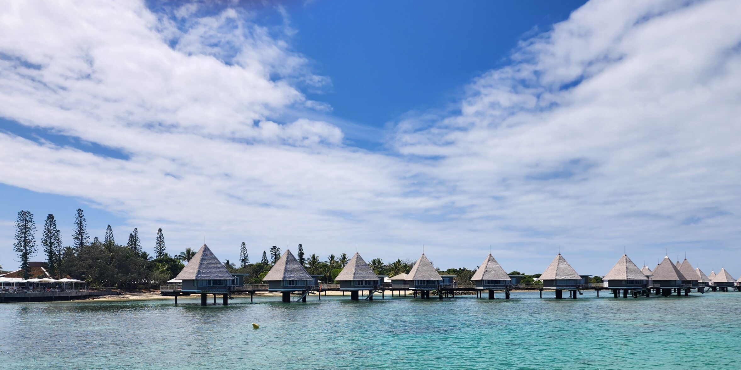 Row of overwater bungalows